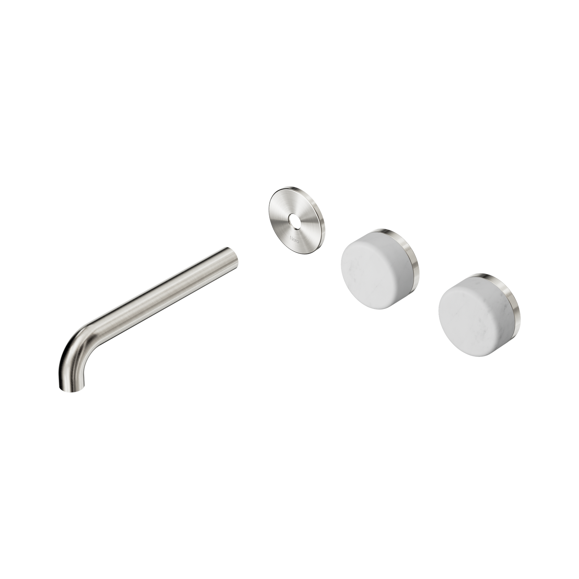 Nero Serenity Wall Basin Set 185mm Offset Spout With Carrara Handle Trim Kit Only, Brushed Nickel