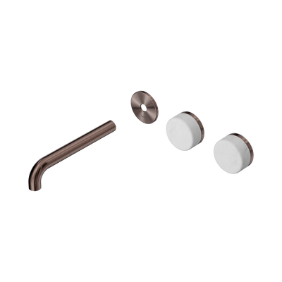 Nero Serenity Wall Basin Set 185mm Offset Spout With Carrara Handle Trim Kit Only, Brushed Bronze