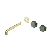 Nero Serenity Wall Basin Set 185mm Offset Spout With Verde Alpi Handle Trim Kit Only, Brushed Gold