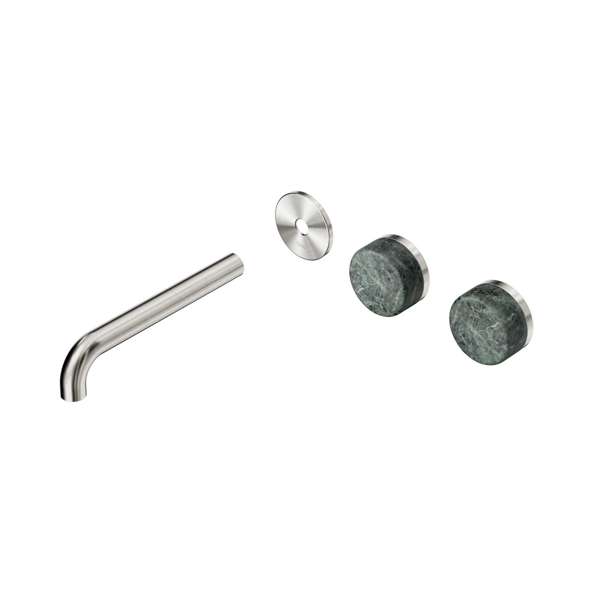 Nero Serenity Wall Basin Set 185mm Offset Spout With Verde Alpi Handle Trim Kit Only, Brushed Nickel
