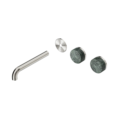 Nero Serenity Wall Basin Set 185mm Offset Spout With Verde Alpi Handle Trim Kit Only, Brushed Nickel