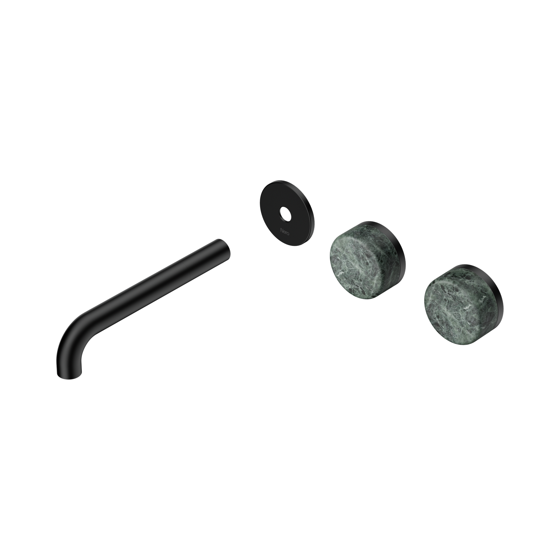 Nero Serenity Wall Basin Set 185mm Offset Spout With Verde Alpi Handle Trim Kit Only, Matte Black