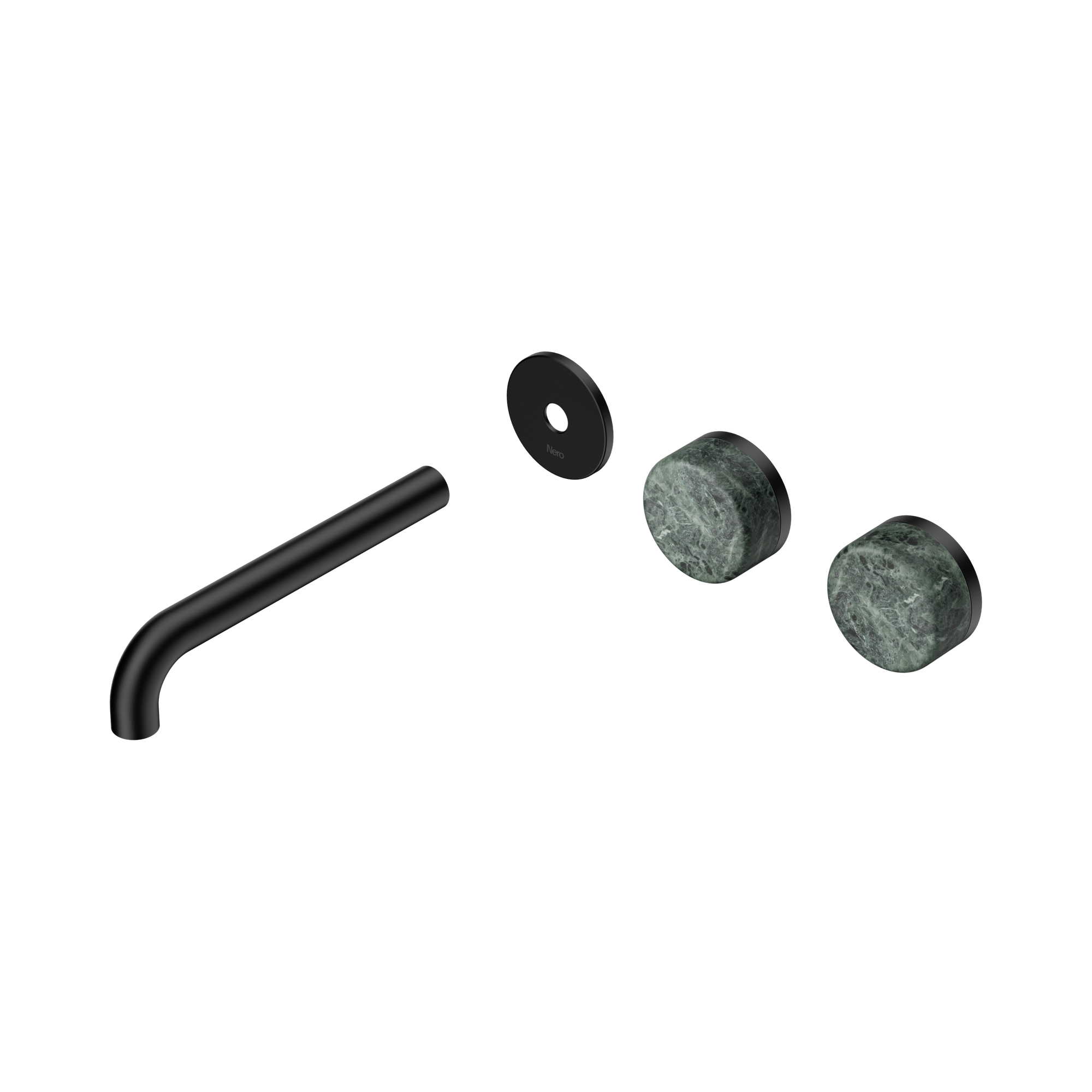 Nero Serenity Wall Basin Set 185mm Offset Spout With Verde Alpi Handle Trim Kit Only, Matte Black