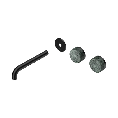 Nero Serenity Wall Basin Set 185mm Offset Spout With Verde Alpi Handle Trim Kit Only, Matte Black
