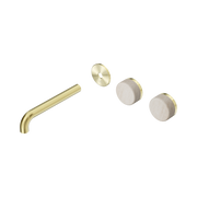 Nero Serenity Wall Basin Set 185mm Offset Spout With Rome Travertine Handle Trim Kit Only, Brushed Gold