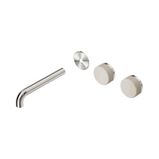 Nero Serenity Wall Basin Set 185mm Offset Spout With Rome Travertine Handle Trim Kit Only, Brushed Nickel