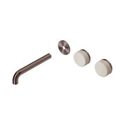Nero Serenity Wall Basin Set 185mm Offset Spout With Rome Travertine Handle Trim Kit Only, Brushed Bronze