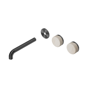 Nero Serenity Wall Basin Set 185mm Offset Spout With Rome Travertine Handle Trim Kit Only, Gun Metal