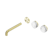 Nero Serenity Wall Basin Set 185mm Offset Spout With Arabescato Corchia Handle Trim Kit Only, Brushed Gold