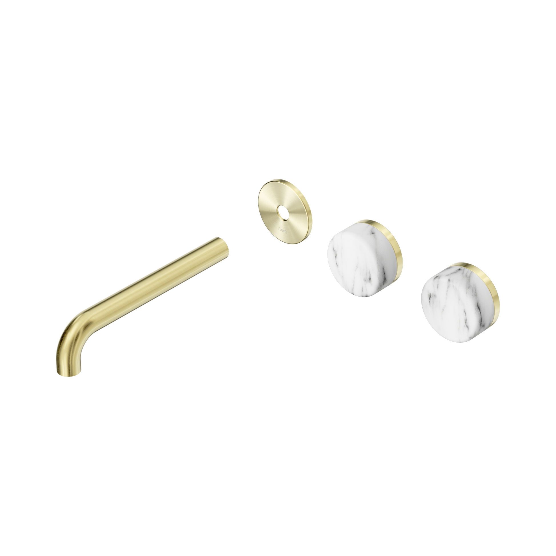 Nero Serenity Wall Basin Set 185mm Offset Spout With Arabescato Corchia Handle Trim Kit Only, Brushed Gold