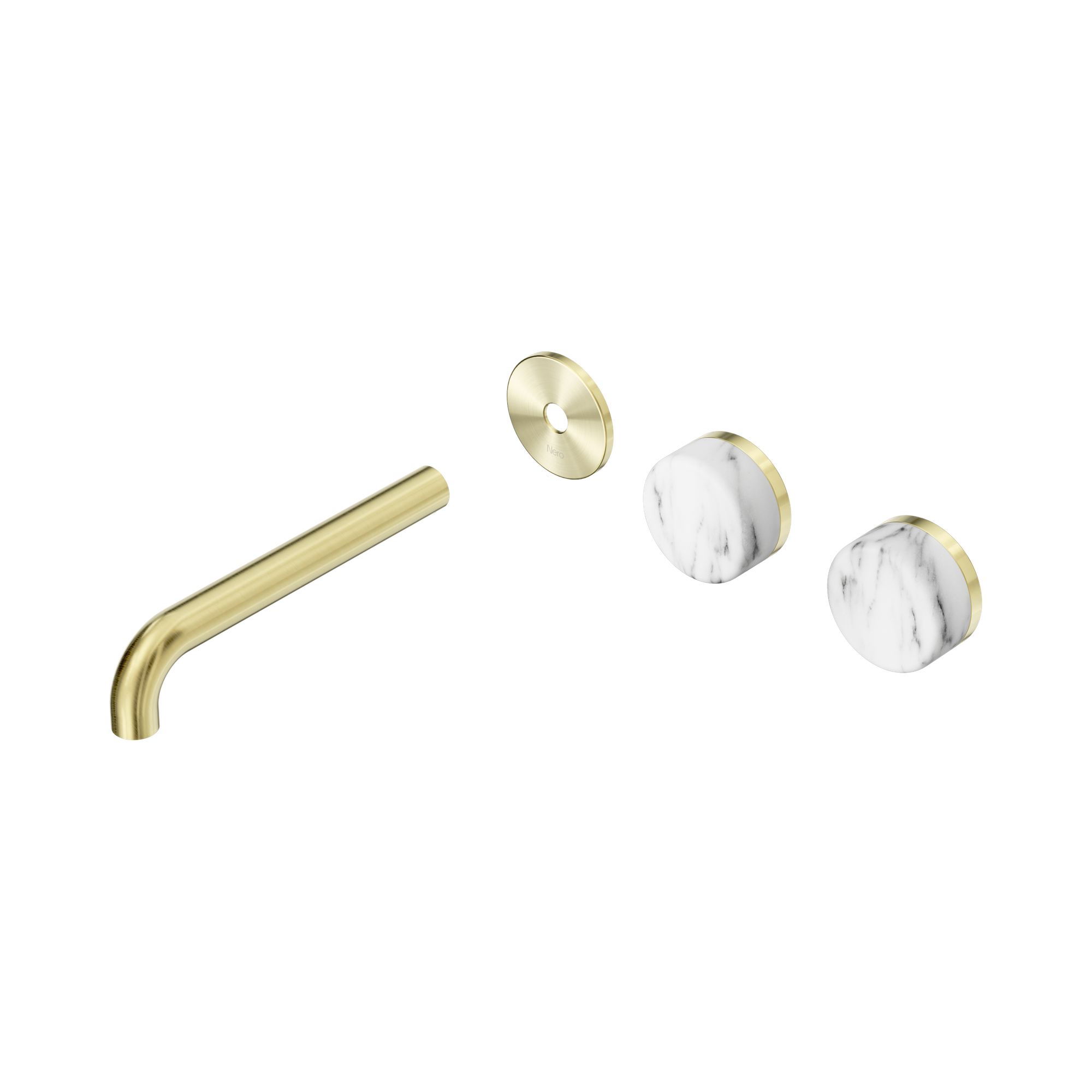 Nero Serenity Wall Basin Set 185mm Offset Spout With Arabescato Corchia Handle Trim Kit Only, Brushed Gold