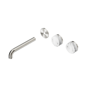 Nero Serenity Wall Basin Set 185mm Offset Spout With Arabescato Corchia Handle Trim Kit Only, Brushed Nickel