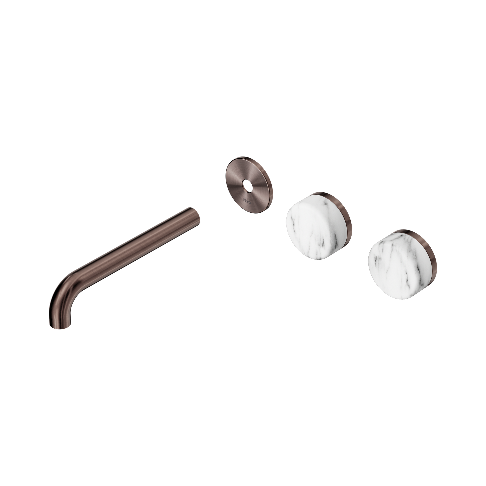 Nero Serenity Wall Basin Set 185mm Offset Spout With Arabescato Corchia Handle Trim Kit Only, Brushed Bronze