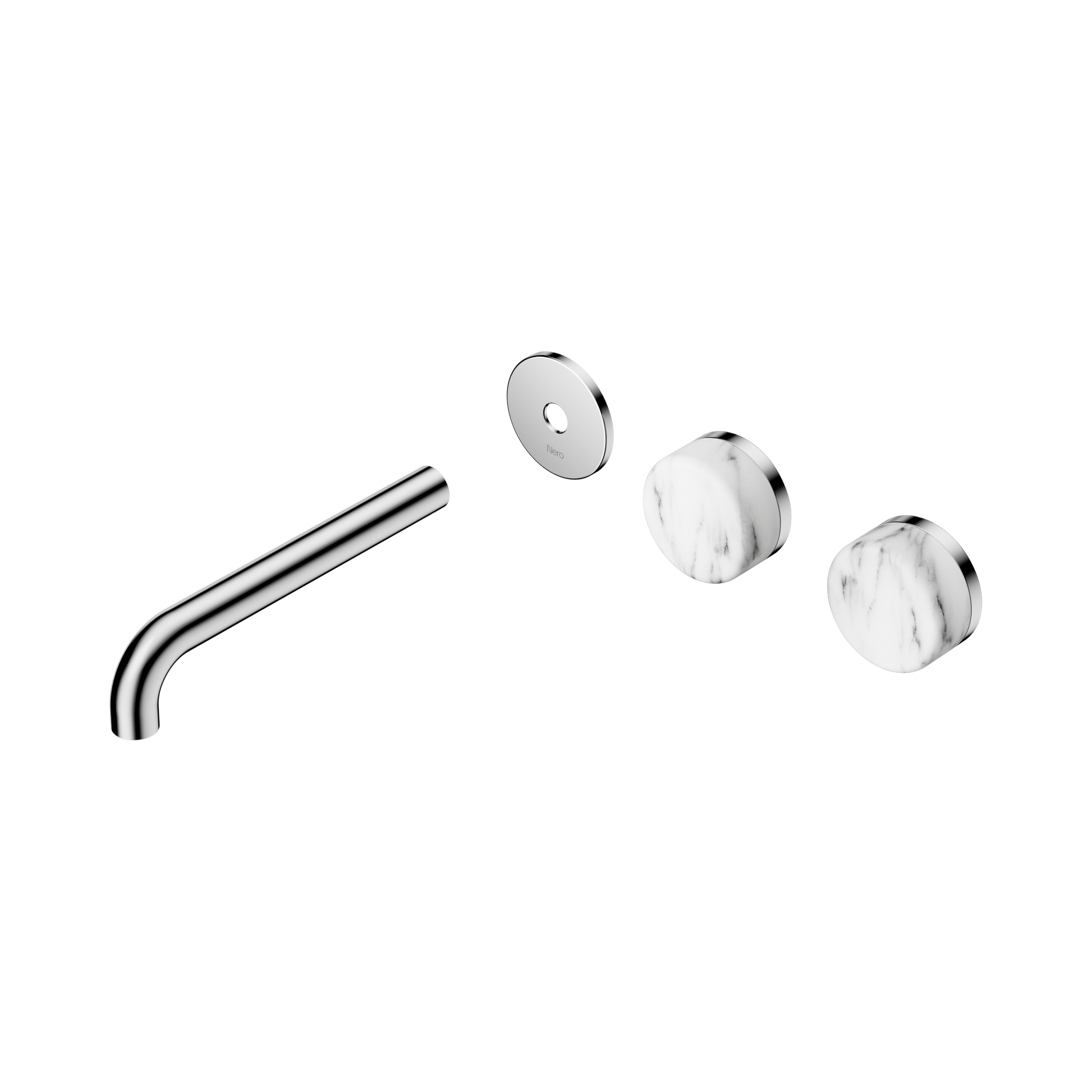 Nero Serenity Wall Basin Set 185mm Offset Spout With Arabescato Corchia Handle Trim Kit Only, Chrome