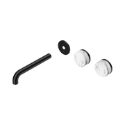 Nero Serenity Wall Basin Set 185mm Offset Spout With Arabescato Corchia Handle Trim Kit Only, Matte Black