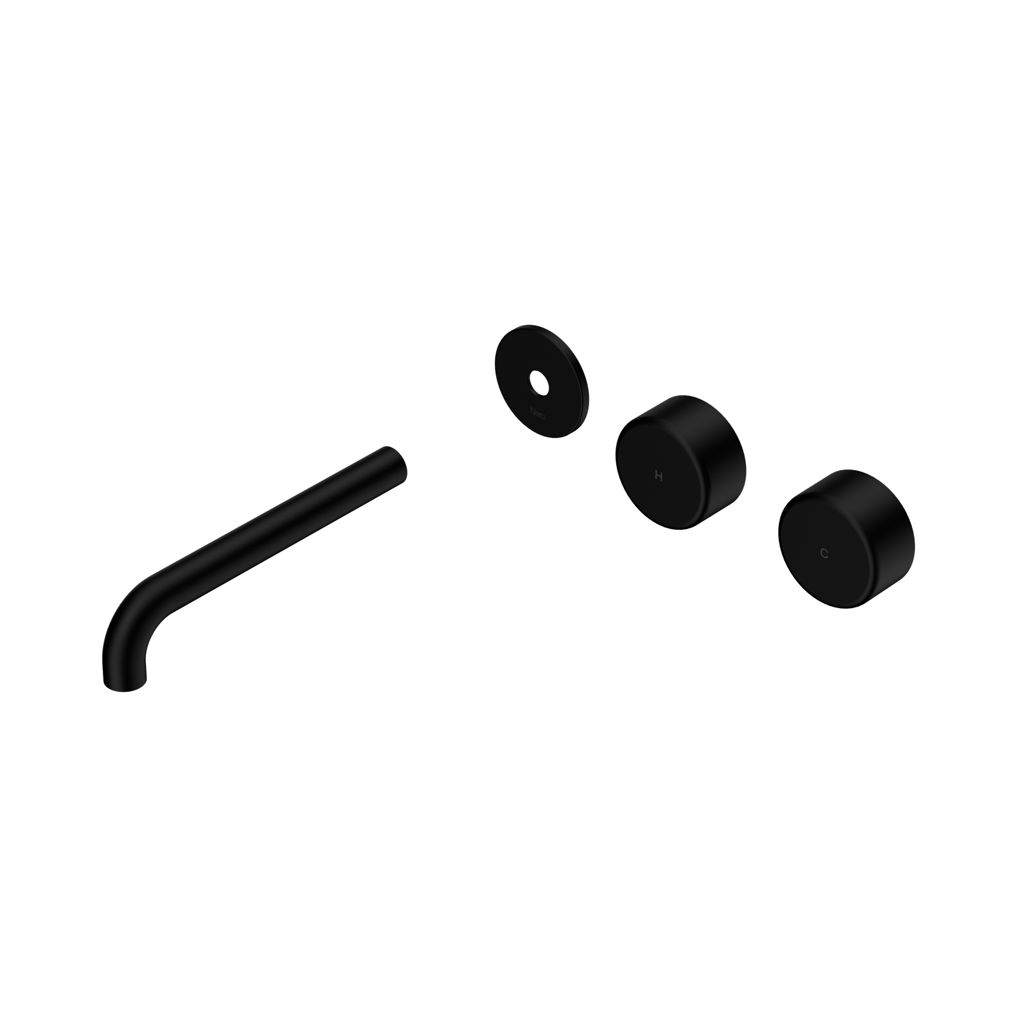 Nero Serenity Wall Basin Set 185mm Offset Spout With Metal Handle Trim Kit Only, Matte Black