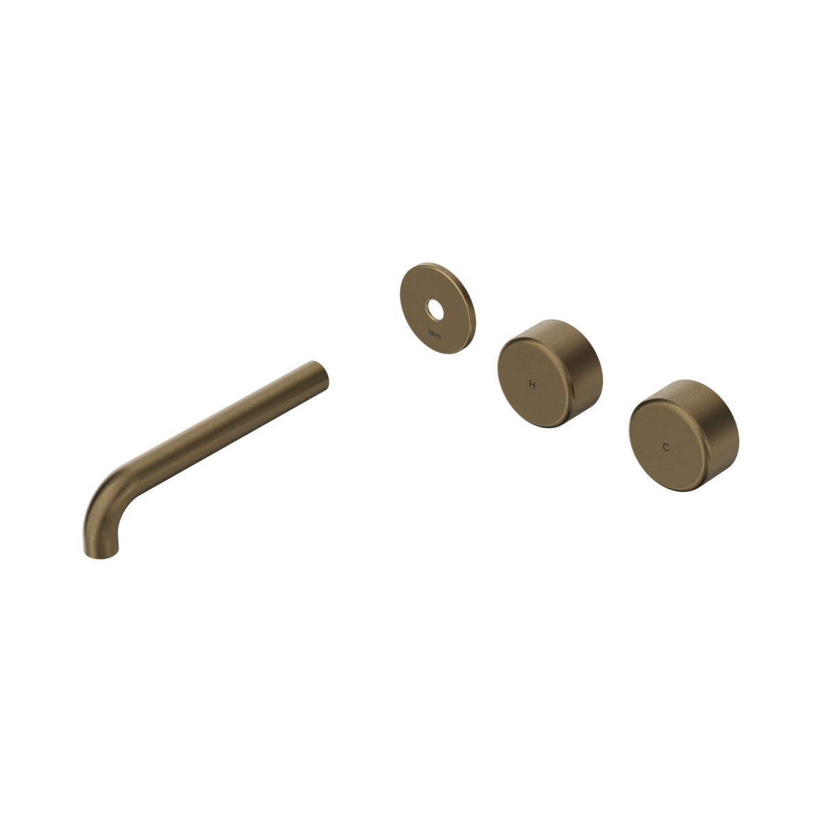 Nero Serenity Wall Basin Set 185mm Offset Spout With Metal Handle Trim Kit Only, Tumbled Antique Brass