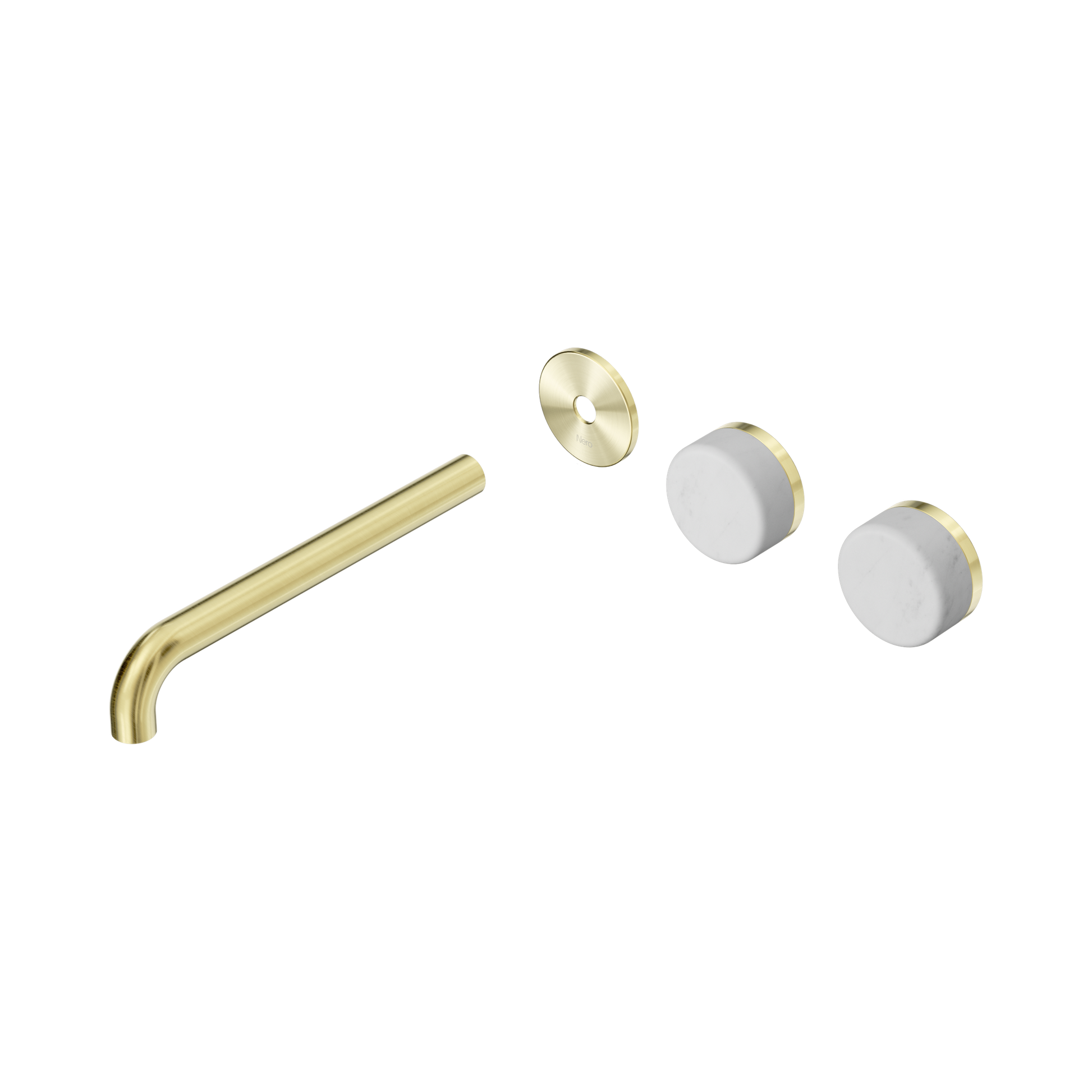 Nero Serenity Wall Basin Set 220mm Offset Spout With Carrara Handle Trim Kit Only, Brushed Gold