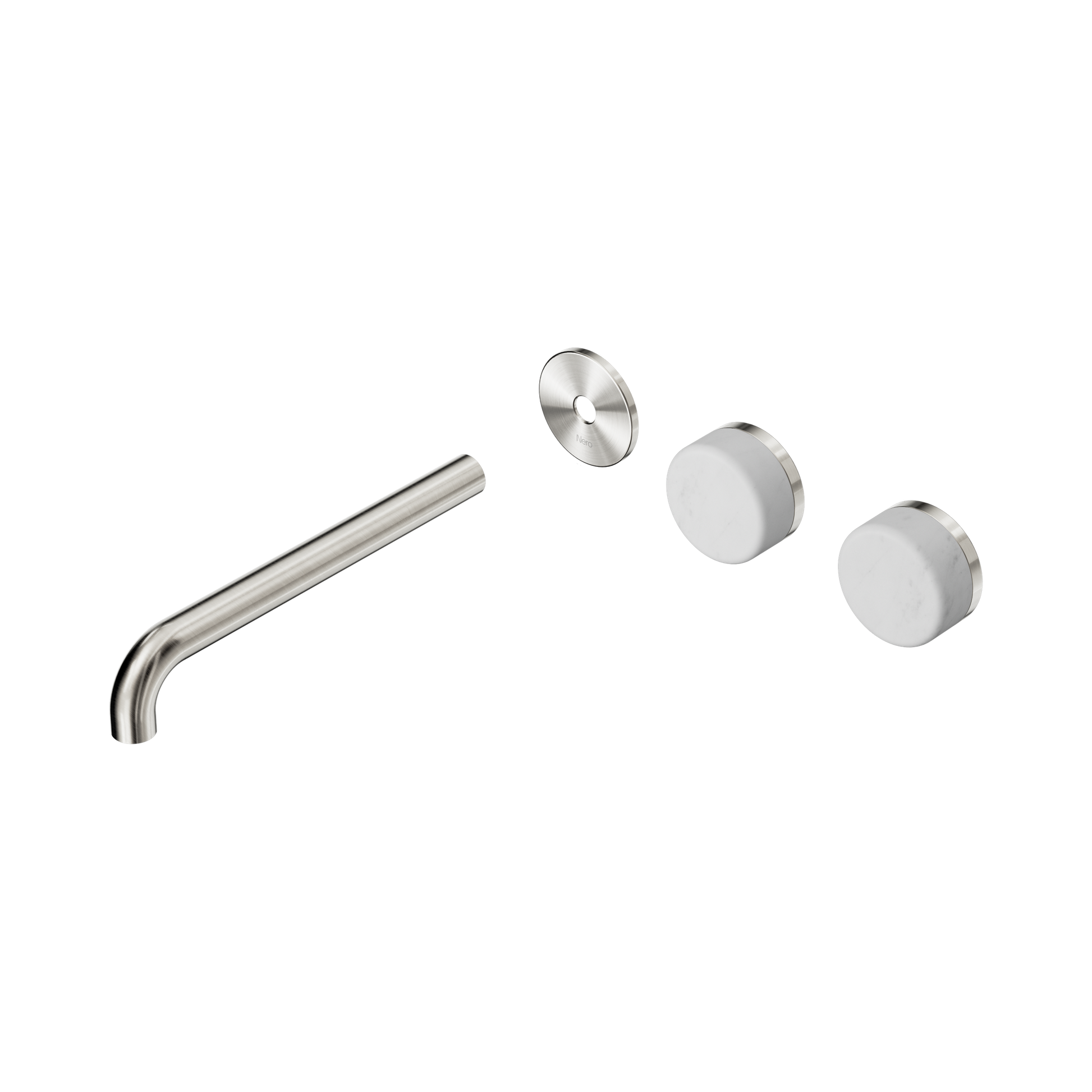 Nero Serenity Wall Basin Set 220mm Offset Spout With Carrara Handle Trim Kit Only, Brushed Nickel