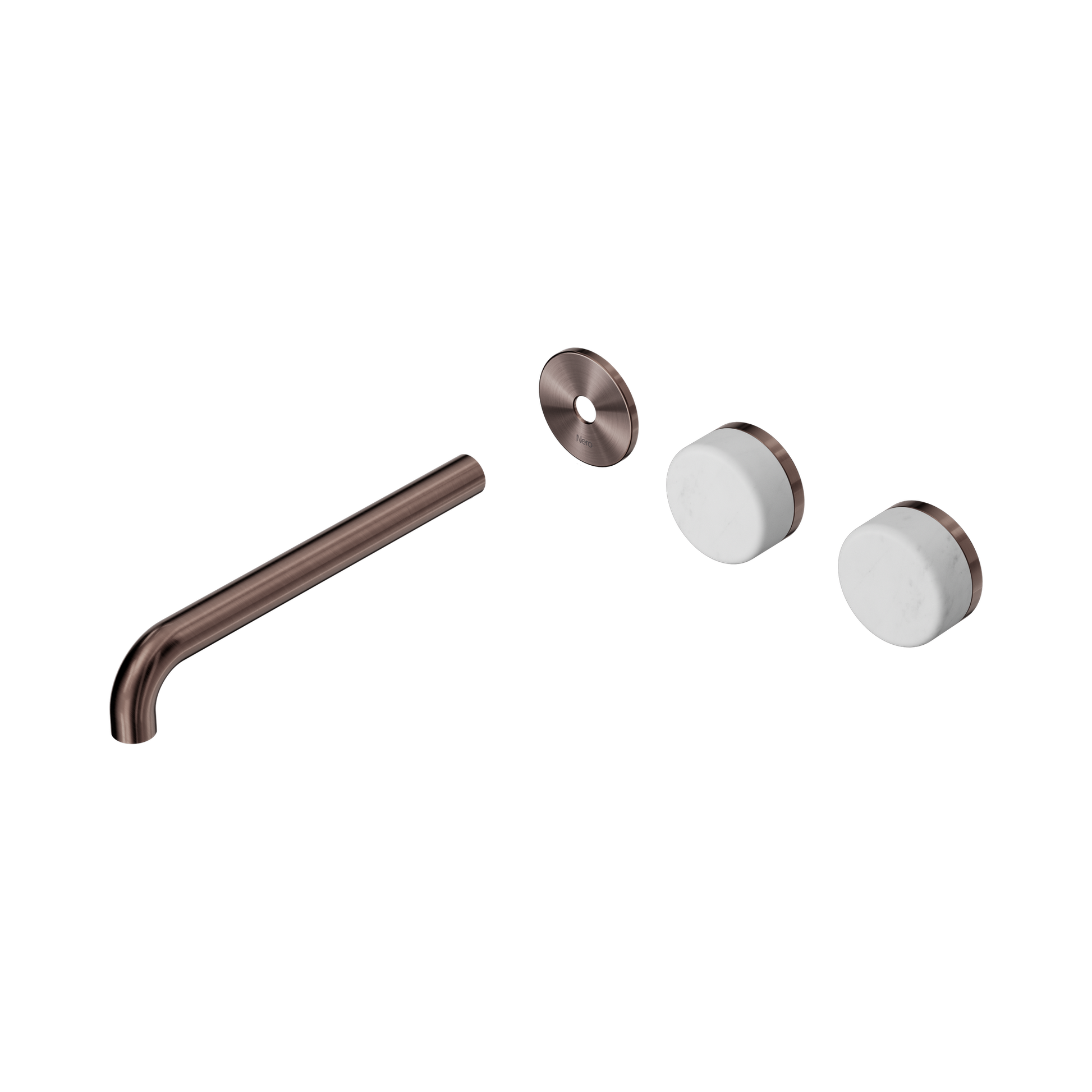 Nero Serenity Wall Basin Set 220mm Offset Spout With Carrara Handle Trim Kit Only, Brushed Bronze