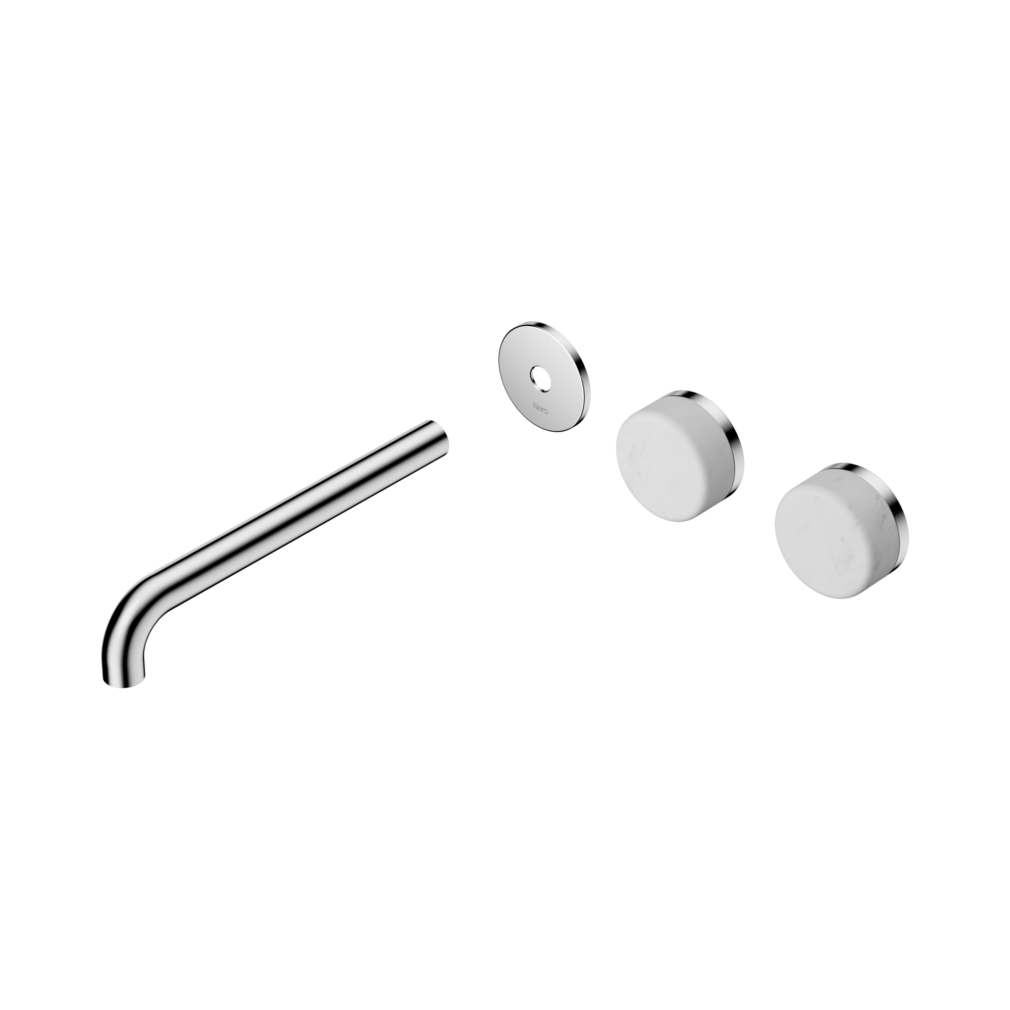 Nero Serenity Wall Basin Set 220mm Offset Spout With Carrara Handle Trim Kit Only, Chrome