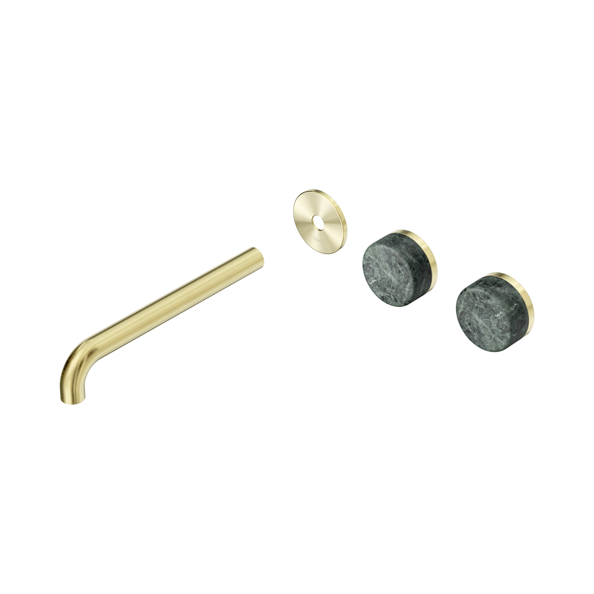 Nero Serenity Wall Basin Set 220mm Offset Spout With Verde Alpi Handle Trim Kit Only, Brushed Gold