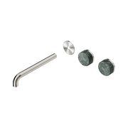 Nero Serenity Wall Basin Set 220mm Offset Spout With Verde Alpi Handle Trim Kit Only, Brushed Nickel
