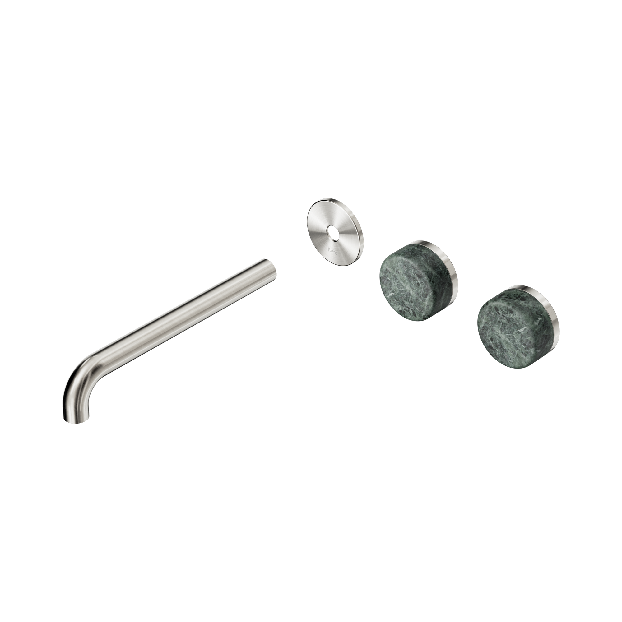 Nero Serenity Wall Basin Set 220mm Offset Spout With Verde Alpi Handle Trim Kit Only, Brushed Nickel