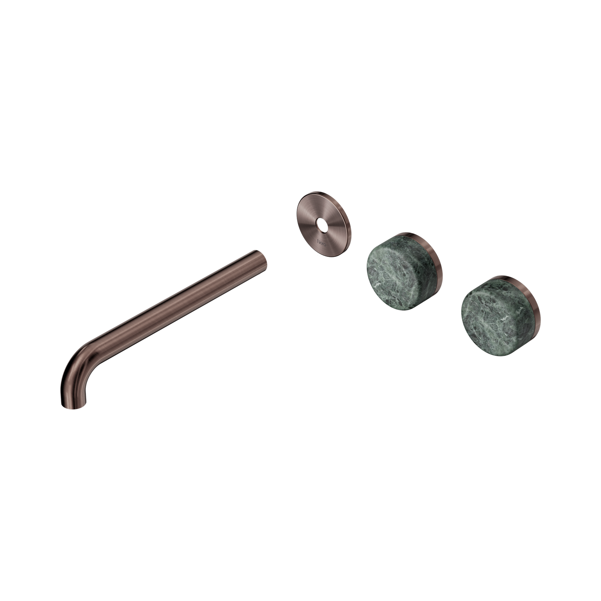 Nero Serenity Wall Basin Set 220mm Offset Spout With Verde Alpi Handle Trim Kit Only, Brushed Bronze