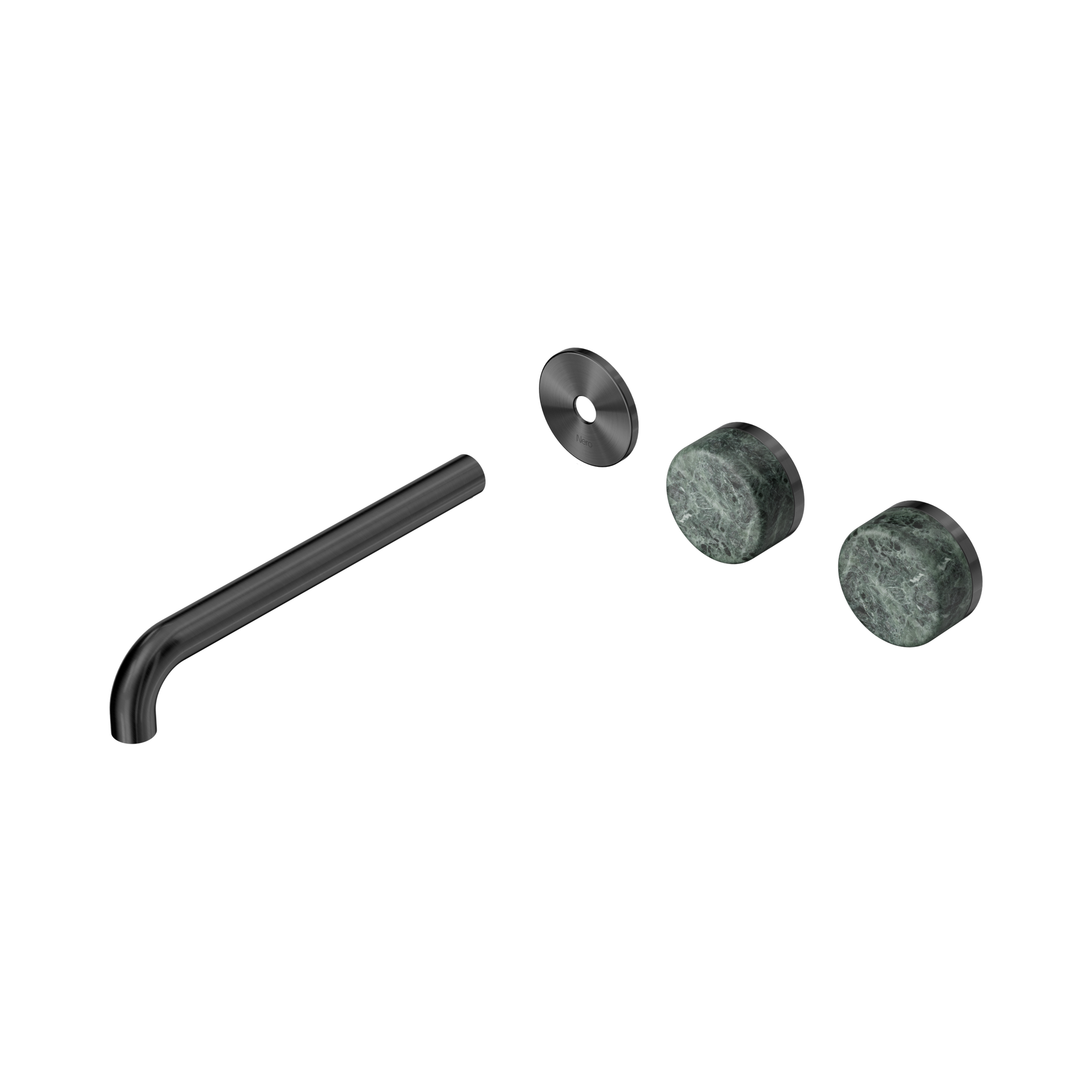 Nero Serenity Wall Basin Set 220mm Offset Spout With Verde Alpi Handle Trim Kit Only, Gun Metal