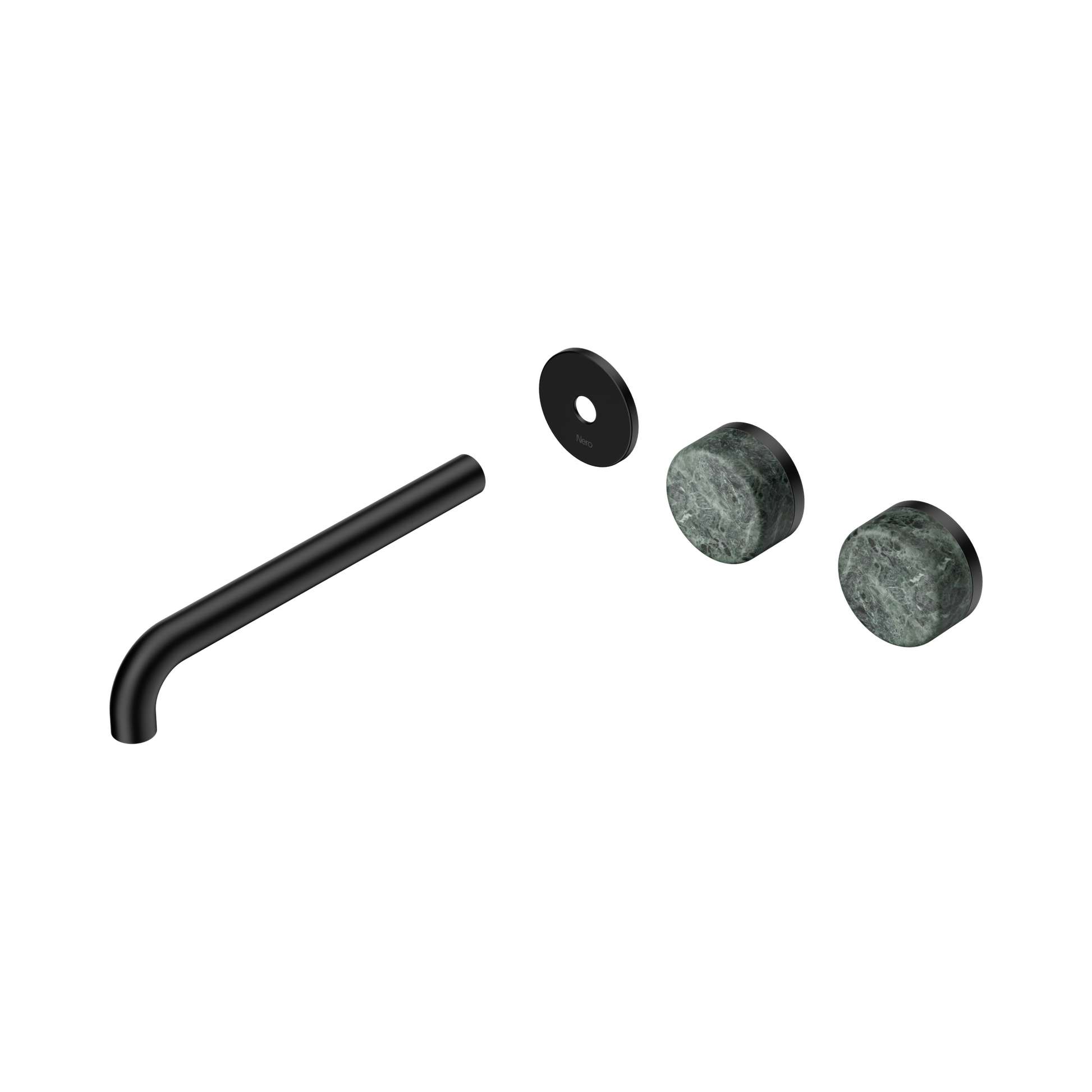 Nero Serenity Wall Basin Set 220mm Offset Spout With Verde Alpi Handle Trim Kit Only, Matte Black