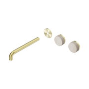 Nero Serenity Wall Basin Set 220mm Offset Spout With Rome Travertine Handle Trim Kit Only, Brushed Gold