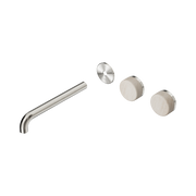 Nero Serenity Wall Basin Set 220mm Offset Spout With Rome Travertine Handle Trim Kit Only, Brushed Nickel