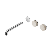 Nero Serenity Wall Basin Set 220mm Offset Spout With Rome Travertine Handle Trim Kit Only, Chrome