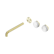 Nero Serenity Wall Basin Set 220mm Offset Spout With Arabescato Corchia Handle Trim Kit Only, Brushed Gold