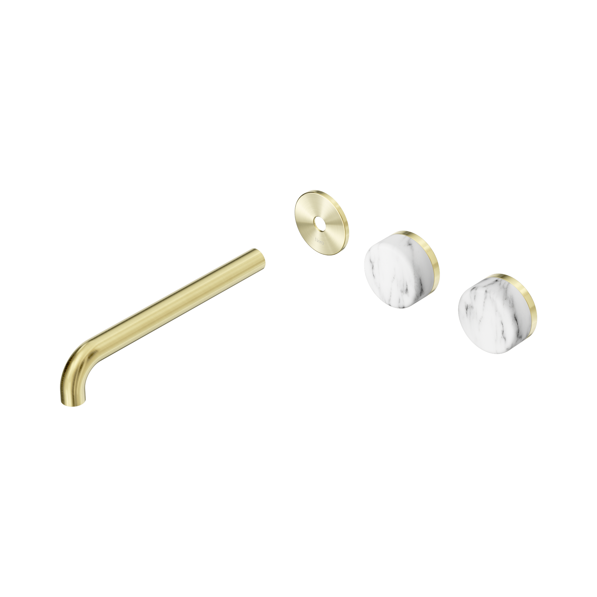 Nero Serenity Wall Basin Set 220mm Offset Spout With Arabescato Corchia Handle Trim Kit Only, Brushed Gold