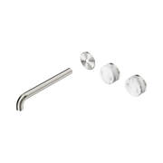 Nero Serenity Wall Basin Set 220mm Offset Spout With Arabescato Corchia Handle Trim Kit Only, Brushed Nickel