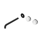 Nero Serenity Wall Basin Set 220mm Offset Spout With Arabescato Corchia Handle Trim Kit Only, Matte Black
