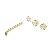 Nero Serenity Wall Basin Set 220mm Offset Spout With Metal Handle Trim Kit Only, Brushed Gold