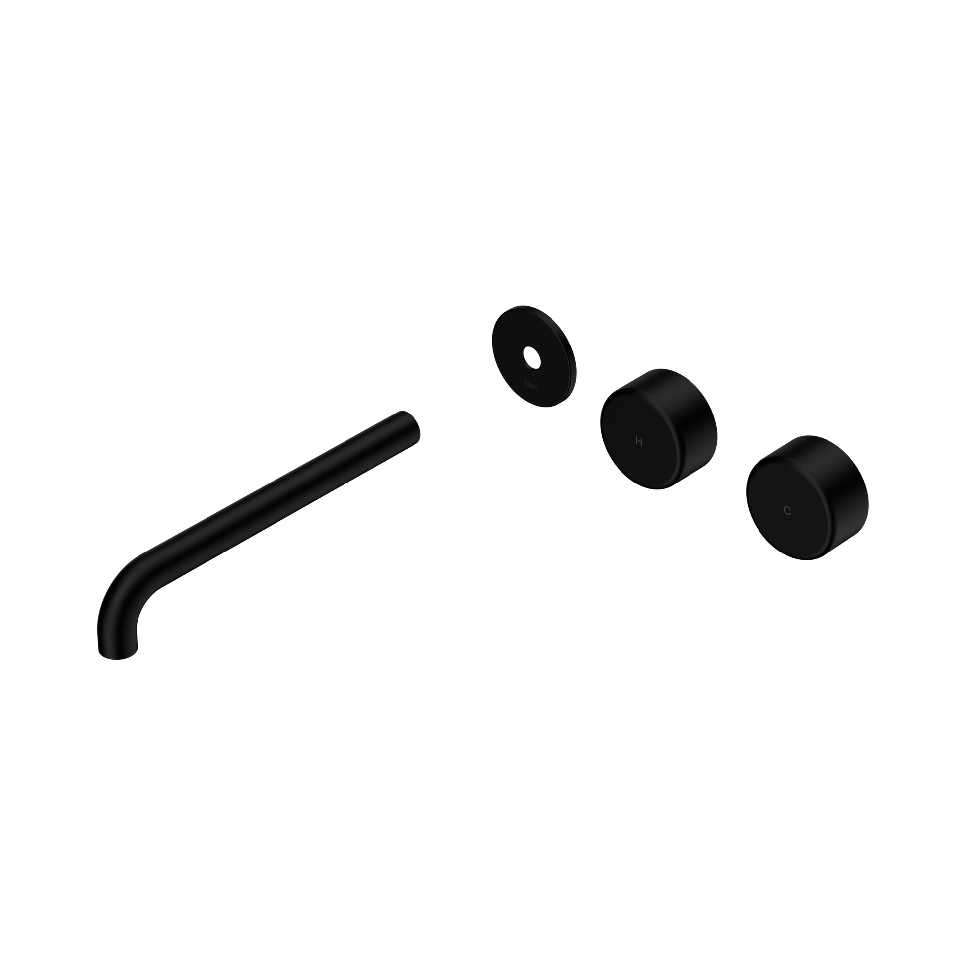 Nero Serenity Wall Basin Set 220mm Offset Spout With Metal Handle Trim Kit Only, Matte Black