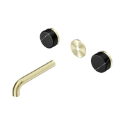 Nero Serenity Wall Basin Set 160mm Spout With Marquina Black Handle Trim Kit Only, Brushed Gold