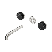 Nero Serenity Wall Basin Set 160mm Spout With Marquina Black Handle Trim Kit Only, Brushed Nickel