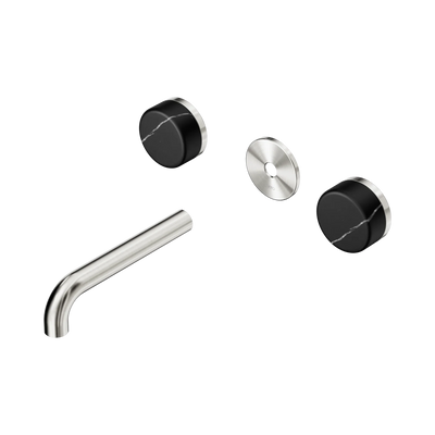 Nero Serenity Wall Basin Set 160mm Spout With Marquina Black Handle Trim Kit Only, Brushed Nickel