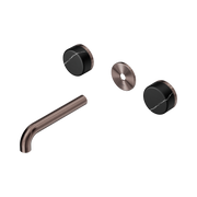 Nero Serenity Wall Basin Set 160mm Spout With Marquina Black Handle Trim Kit Only, Brushed Bronze