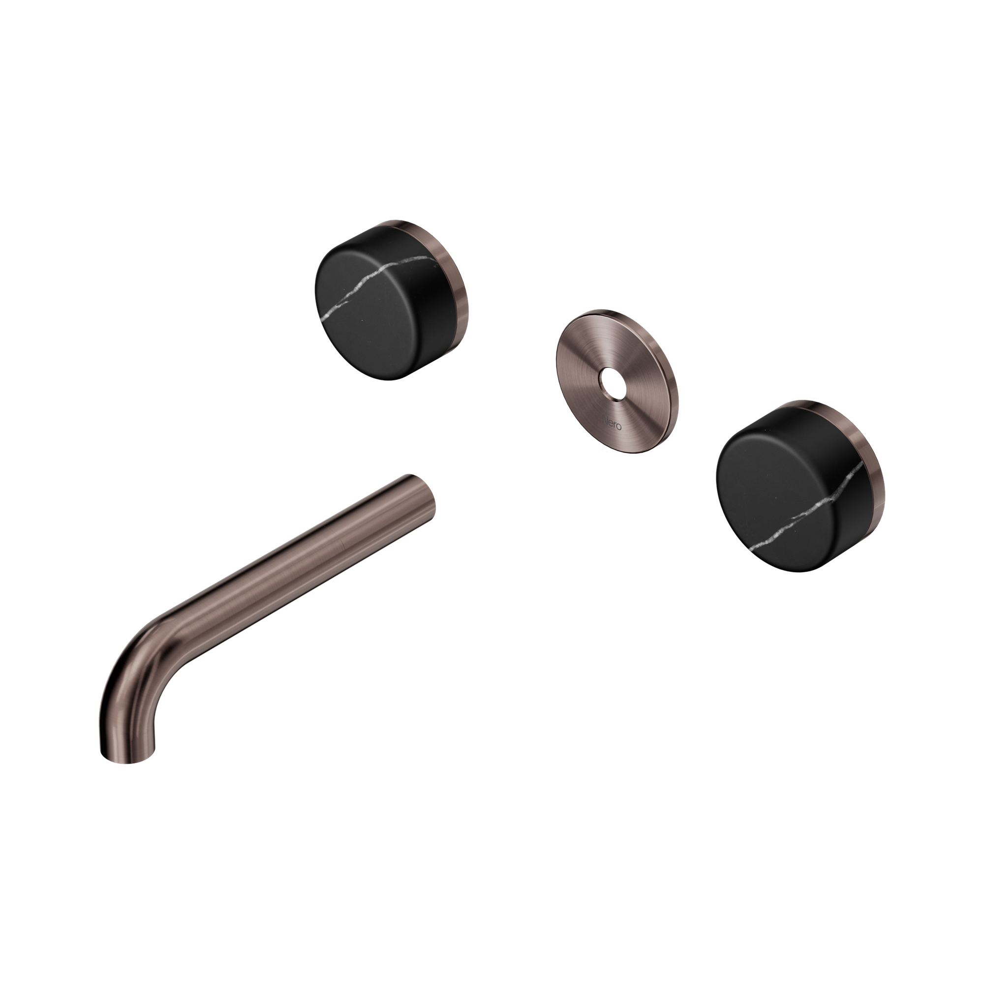 Nero Serenity Wall Basin Set 160mm Spout With Marquina Black Handle Trim Kit Only, Brushed Bronze
