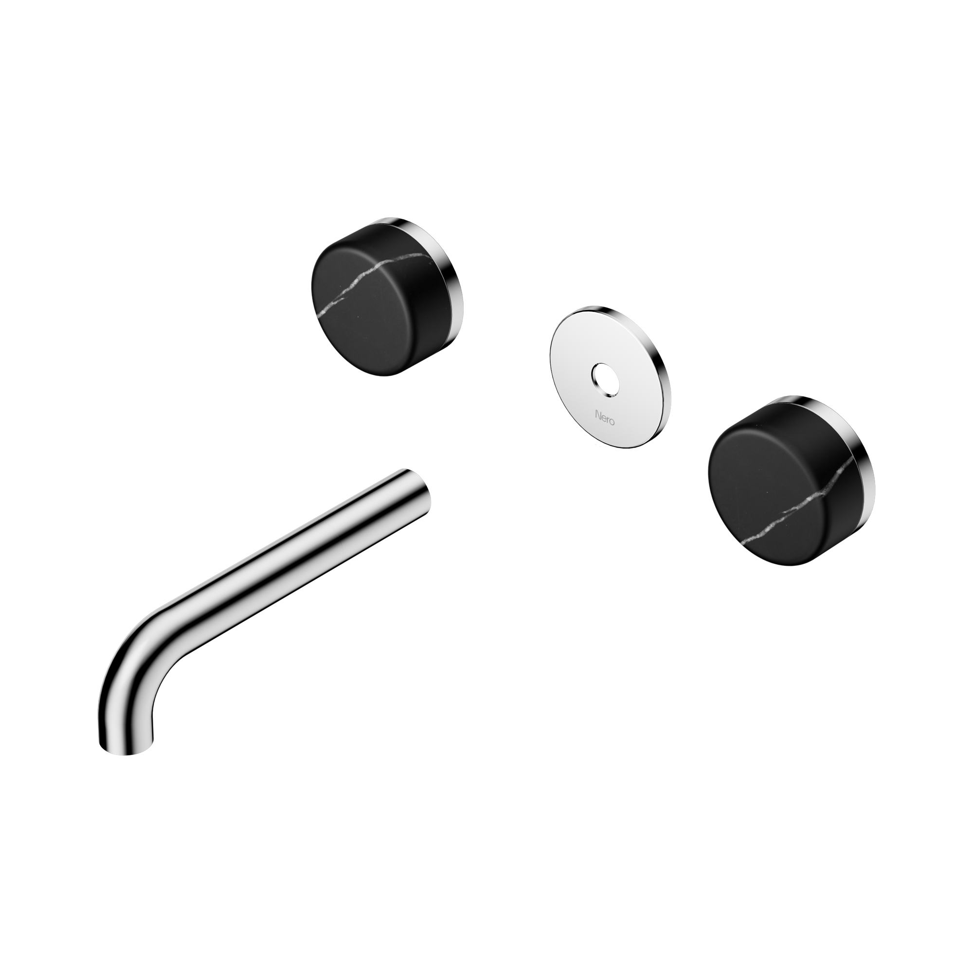 Nero Serenity Wall Basin Set 160mm Spout With Marquina Black Handle Trim Kit Only, Chrome