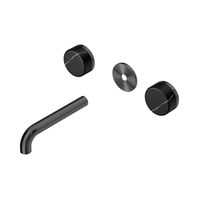 Nero Serenity Wall Basin Set 160mm Spout With Marquina Black Handle Trim Kit Only, Gun Metal