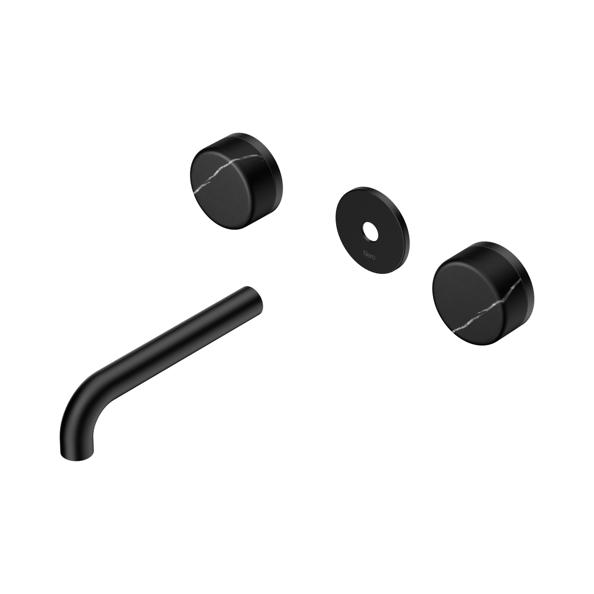 Nero Serenity Wall Basin Set 160mm Spout With Marquina Black Handle Trim Kit Only, Matte Black