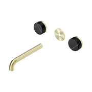 Nero Serenity Wall Basin Set 185mm Spout With Marquina Black Handle Trim Kit Only, Brushed Gold