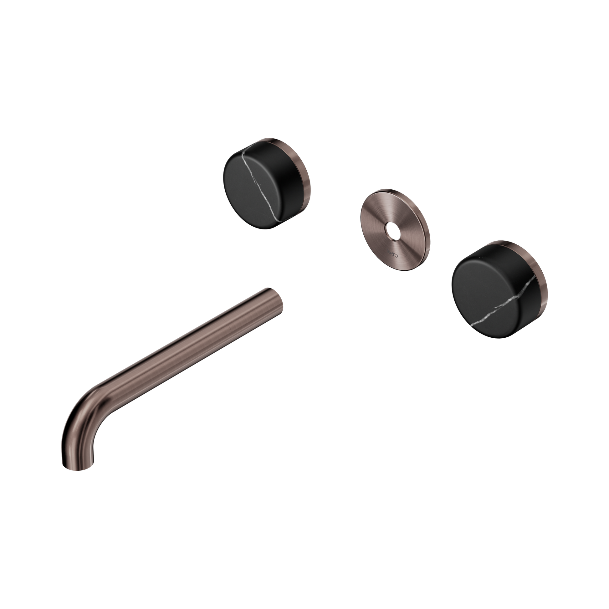 Nero Serenity Wall Basin Set 185mm Spout With Marquina Black Handle Trim Kit Only, Brushed Bronze